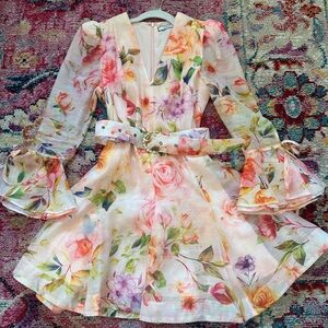 Kalier (Zimmerman dupe) floral long sleeve mini dress